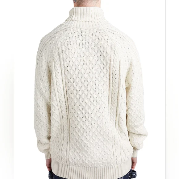 NWT Nike Life Light Bone Cable Knit Swoosh Turtleneck Sweater M